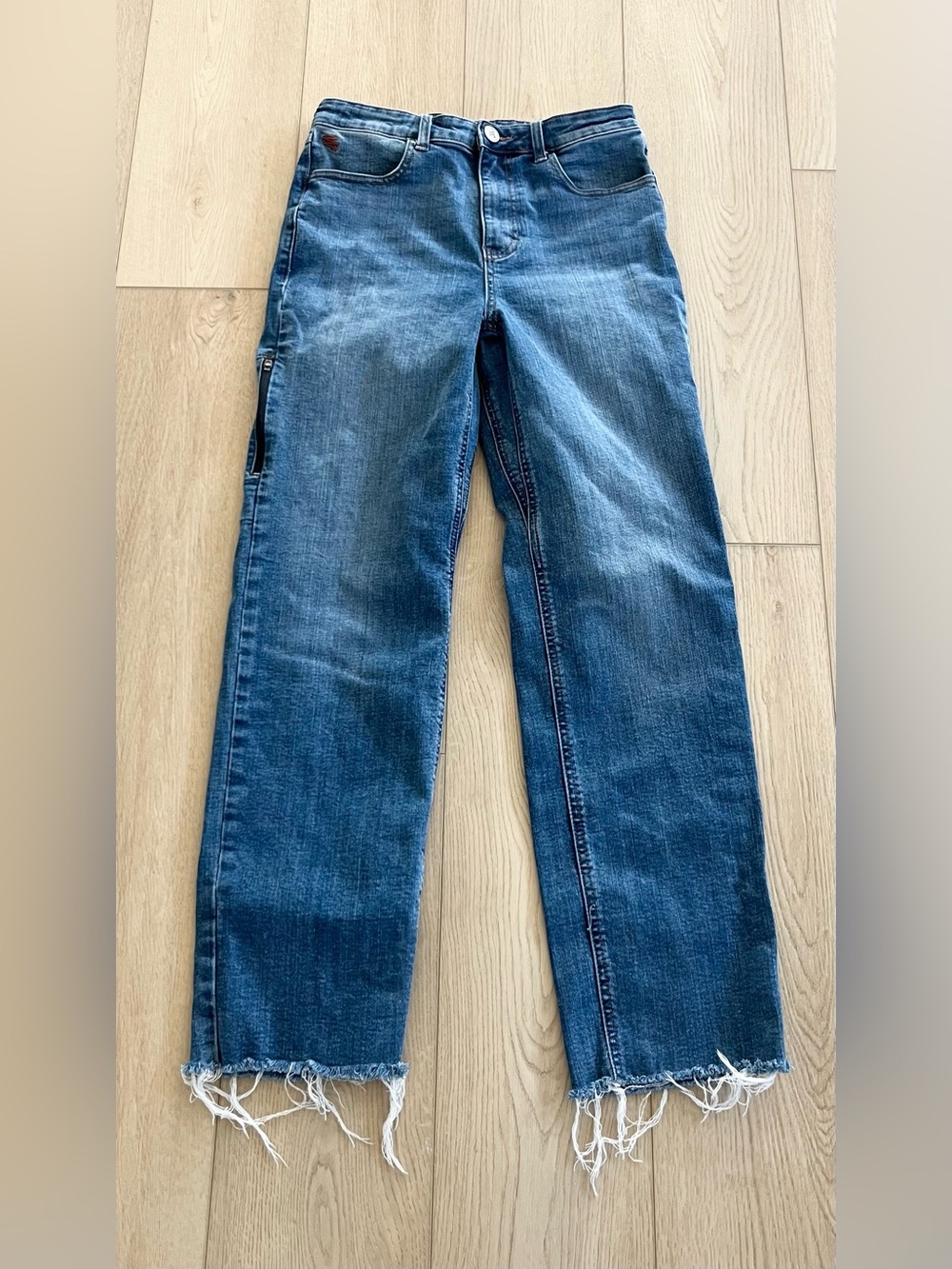 Ripton & Co Womens Superlite Stretch Denim Jeans 28 Bike Hike Blue Zip Pocket